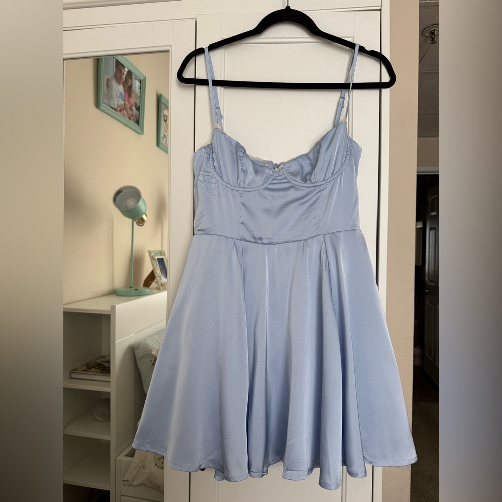 Rihoas Elegant Light Blue Dress Silk